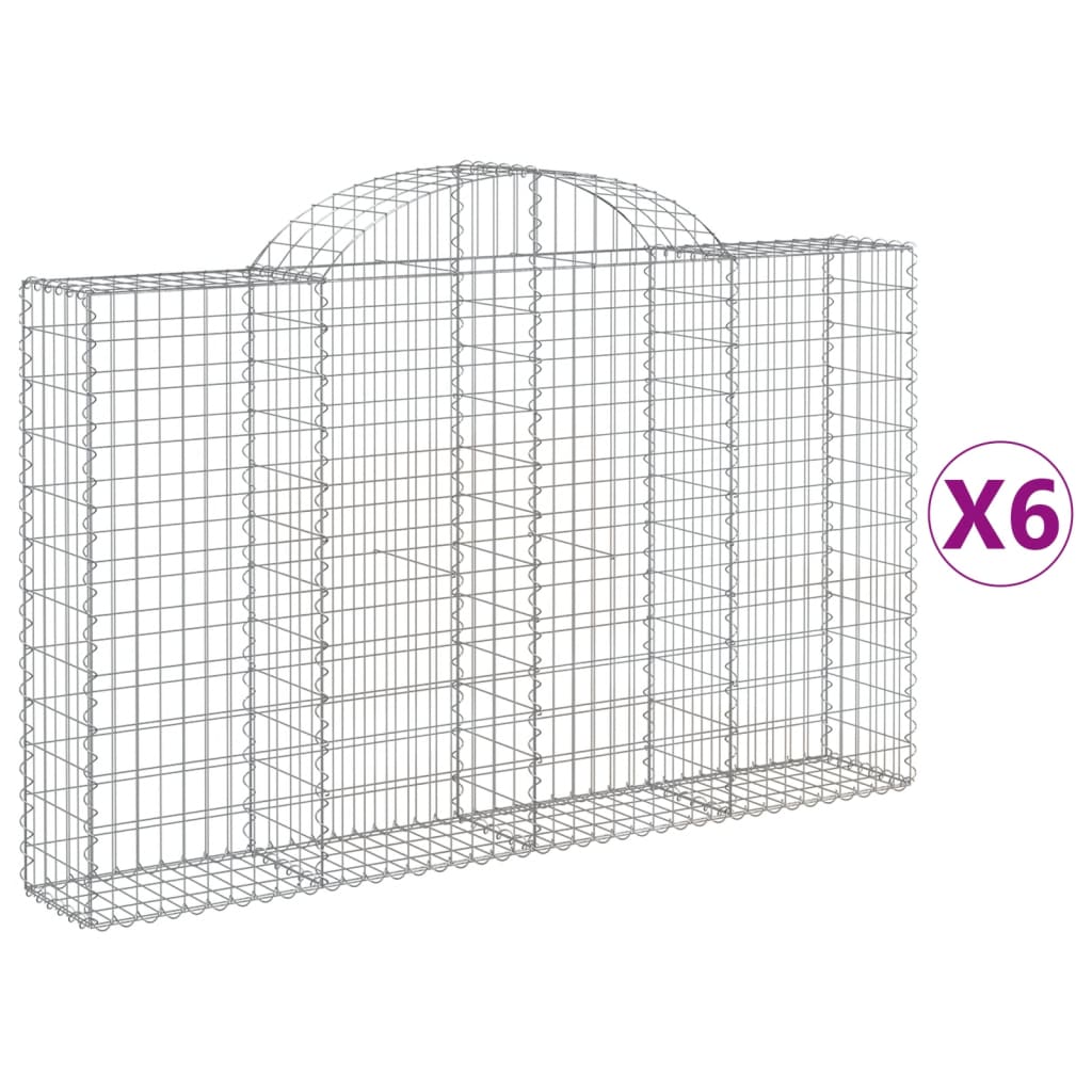 Paniers à gabions arqués 6 pcs 200x30x120/140 cm Fer galvanisé