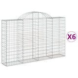 Paniers à gabions arqués 6 pcs 200x30x120/140 cm Fer galvanisé