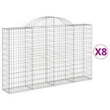 Paniers à gabions arqués 8 pcs 200x30x120/140 cm Fer galvanisé