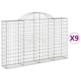 Paniers à gabions arqués 9 pcs 200x30x120/140 cm Fer galvanisé