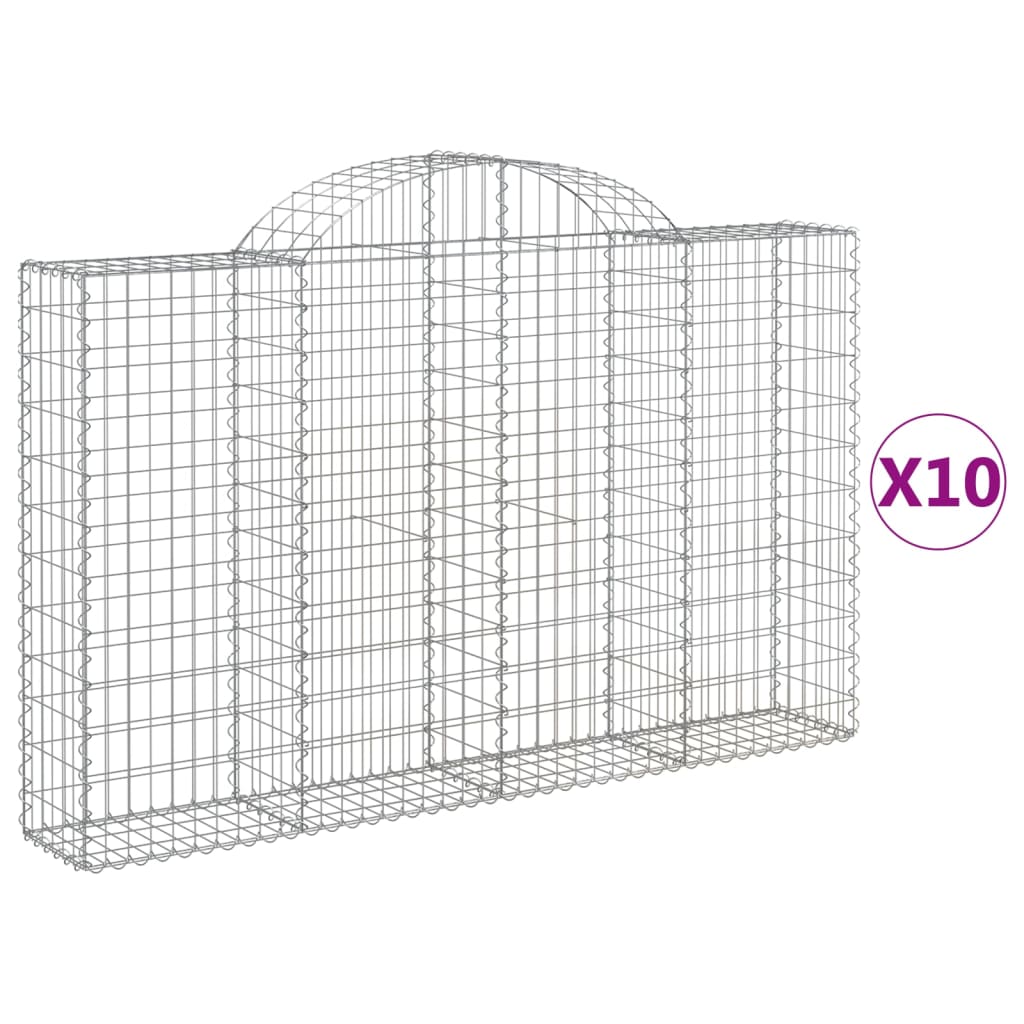 Paniers à gabions arqués 10 pcs 200x30x120/140 cm Fer galvanisé