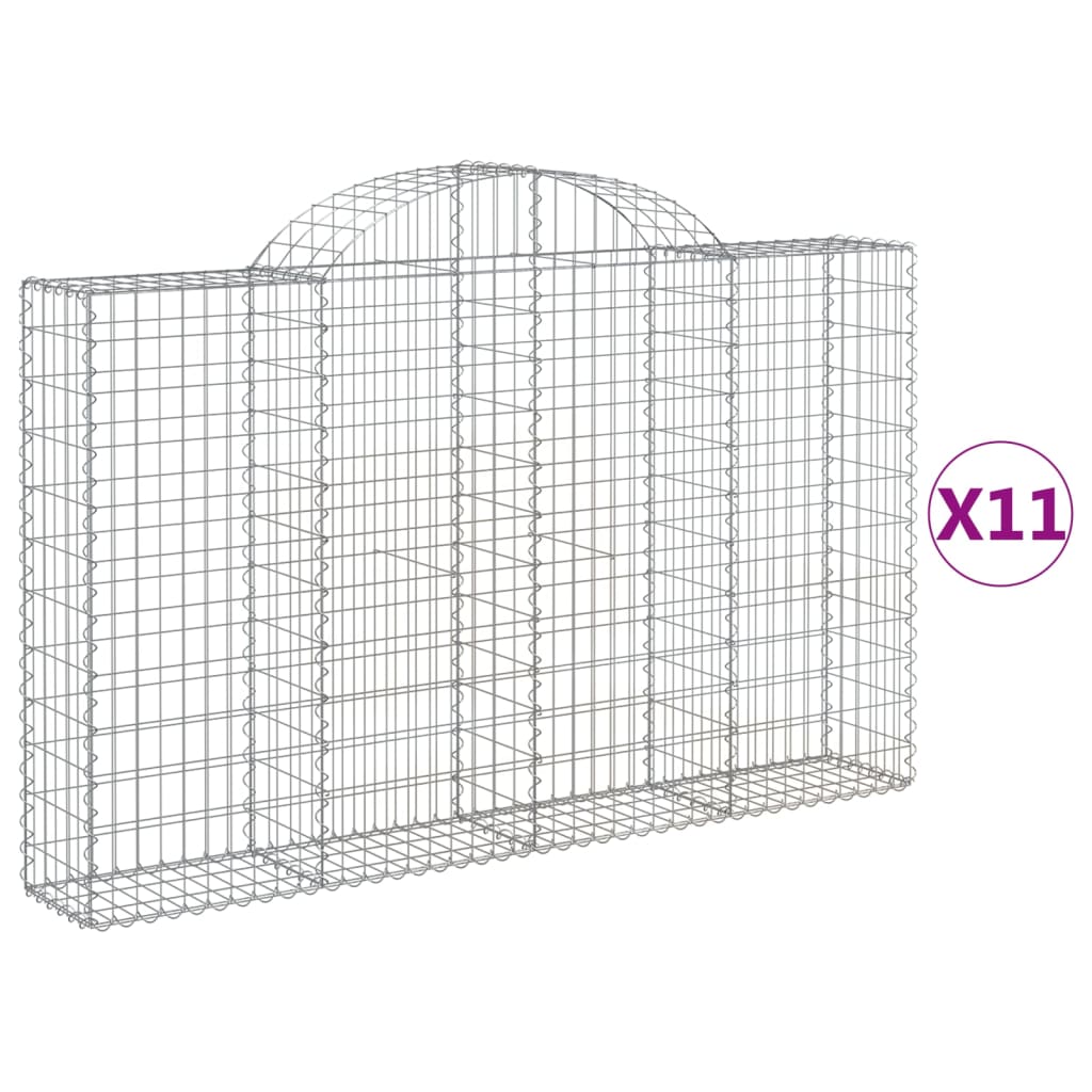 Arched Gabion Baskets 11 pcs 200x30x120/140 cm Galvanized Iron