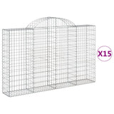 Arched Gabion Baskets 15 pcs 200x30x120/140 cm Galvanized Iron