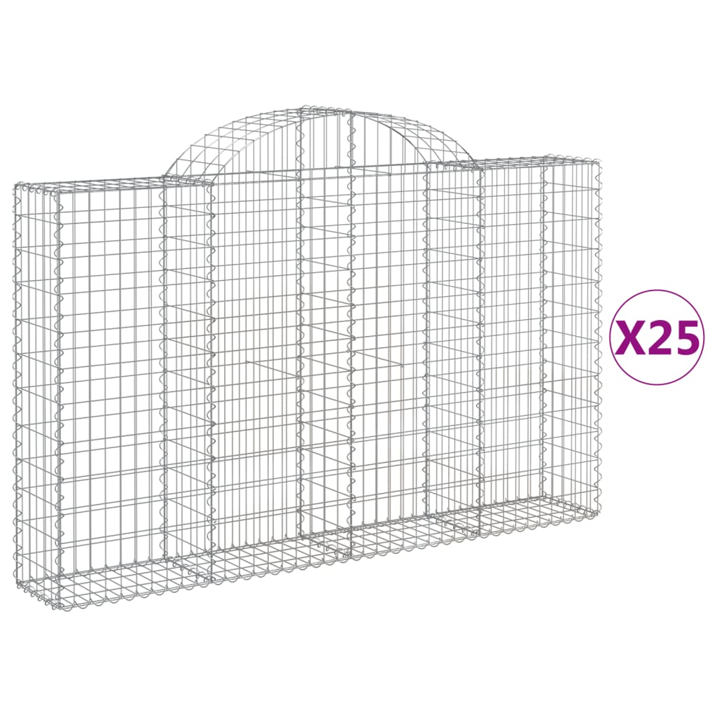 Paniers à gabions arqués 25 pcs 200x30x120/140 cm Fer galvanisé