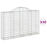 Paniers à gabions arqués 30 pcs 200x30x120/140 cm Fer galvanisé