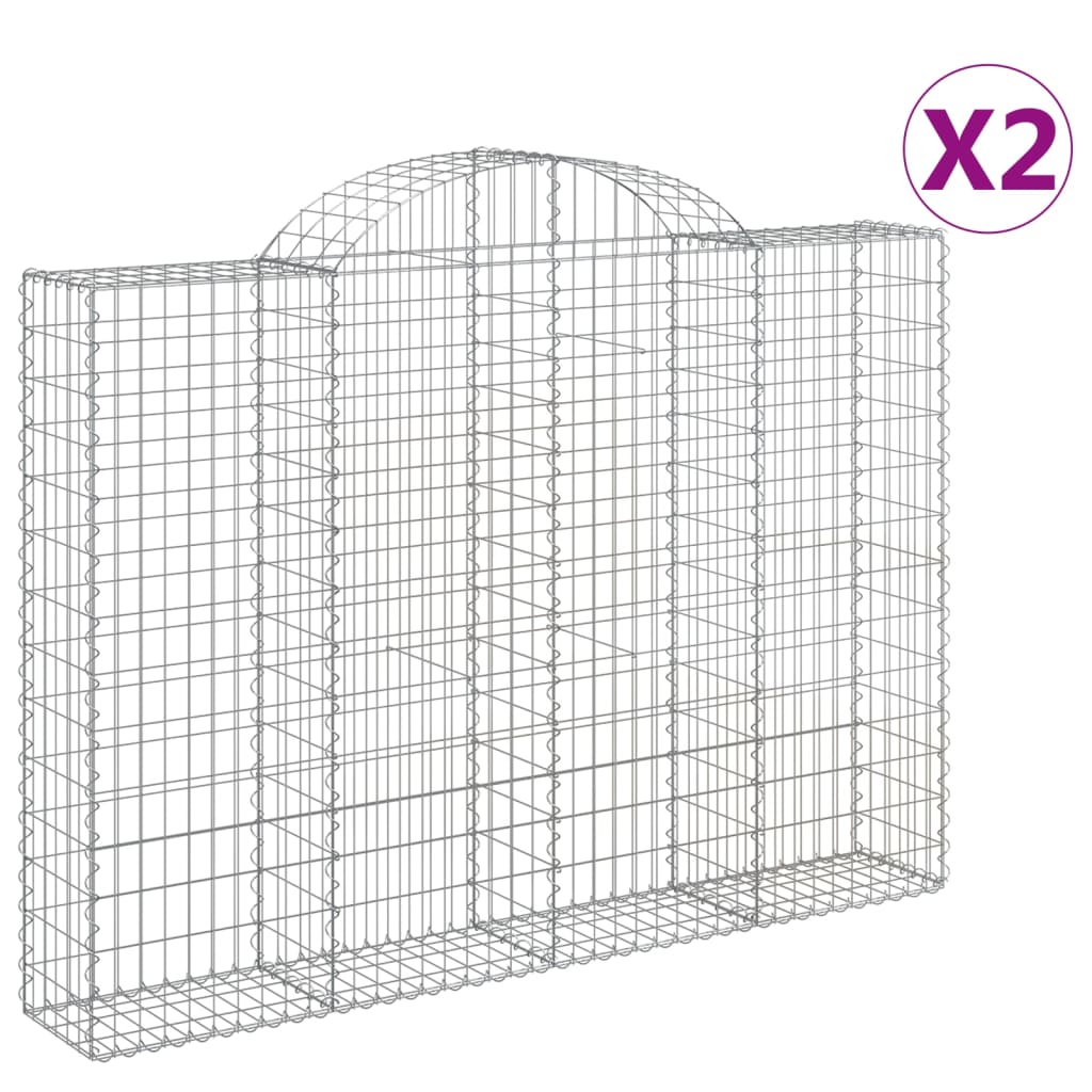 Paniers à gabions arqués 2 pcs 200x30x140/160 cm Fer galvanisé