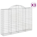 Paniers à gabions arqués 3 pcs 200x30x140/160 cm Fer galvanisé