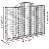 Paniers à gabions arqués 3 pcs 200x30x140/160 cm Fer galvanisé