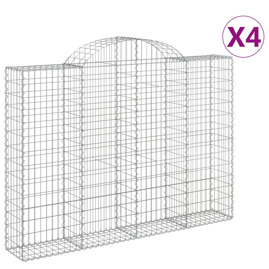 Paniers à gabions arqués 4 pcs 200x30x140/160 cm Fer galvanisé