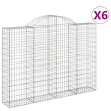 Paniers à gabions arqués 6 pcs 200x30x140/160 cm Fer galvanisé