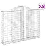 Paniers à gabions arqués 8 pcs 200x30x140/160 cm Fer galvanisé