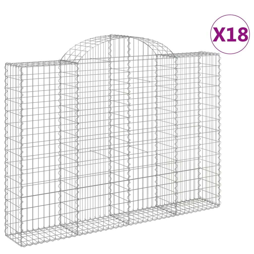 Paniers à gabions arqués 18 pcs 200x30x140/160 cm Fer galvanisé