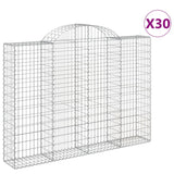 Paniers à gabions arqués 30 pcs 200x30x140/160 cm Fer galvanisé