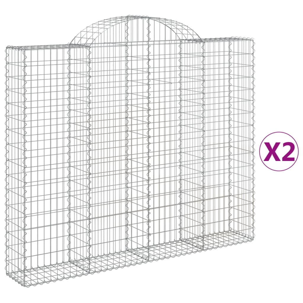 Paniers à gabions arqués 2 pcs 200x30x160/180 cm Fer galvanisé