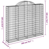 Paniers à gabions arqués 2 pcs 200x30x160/180 cm Fer galvanisé