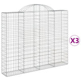 Paniers à gabions arqués 3 pcs 200x30x160/180 cm Fer galvanisé