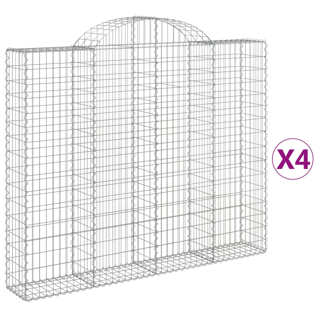 Paniers à gabions arqués 4 pcs 200x30x160/180 cm Fer galvanisé