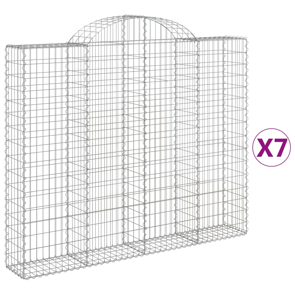 Paniers à gabions arqués 7 pcs 200x30x160/180 cm Fer galvanisé