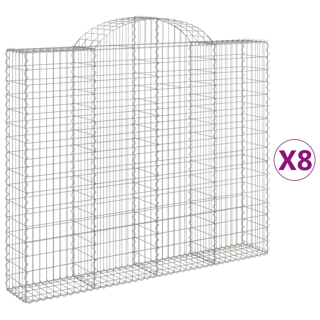 Paniers à gabions arqués 8 pcs 200x30x160/180 cm Fer galvanisé