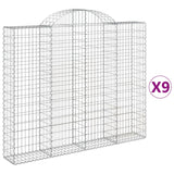 Paniers à gabions arqués 9 pcs 200x30x160/180 cm Fer galvanisé