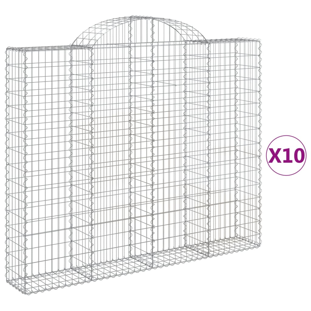 Paniers à gabions arqués 10 pcs 200x30x160/180 cm Fer galvanisé