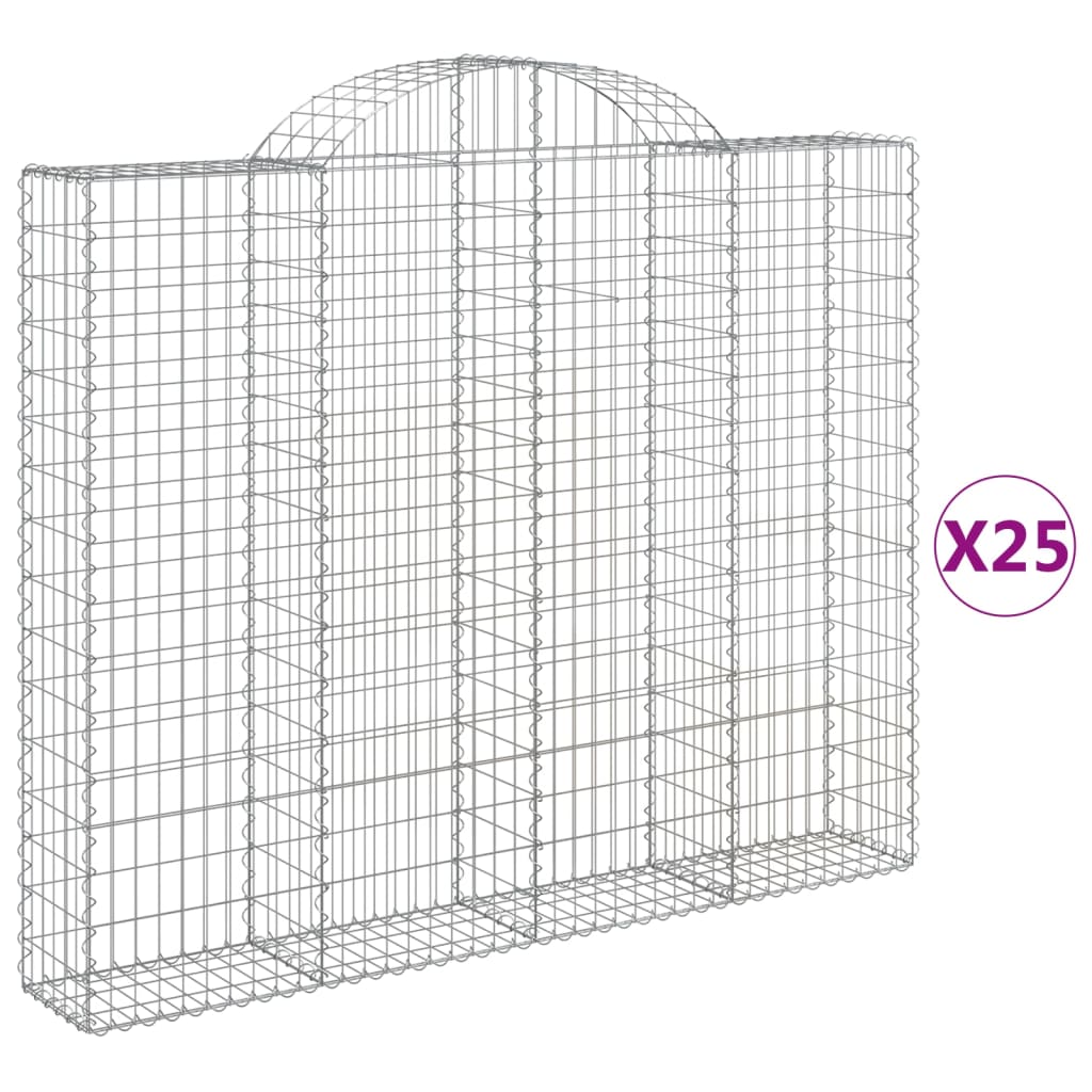 Paniers à gabions arqués 25 pcs 200x30x160/180 cm Fer galvanisé