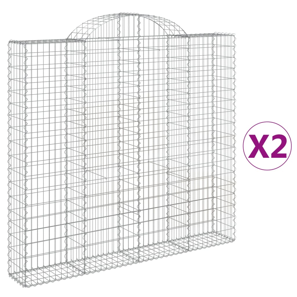 Paniers à gabions arqués 2 pcs 200x30x180/200 cm Fer galvanisé