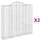 Paniers à gabions arqués 2 pcs 200x30x180/200 cm Fer galvanisé