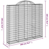 Paniers à gabions arqués 2 pcs 200x30x180/200 cm Fer galvanisé