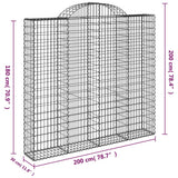 Paniers à gabions arqués 4 pcs 200x30x180/200 cm Fer galvanisé