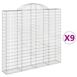 Paniers à gabions arqués 9 pcs 200x30x180/200 cm Fer galvanisé