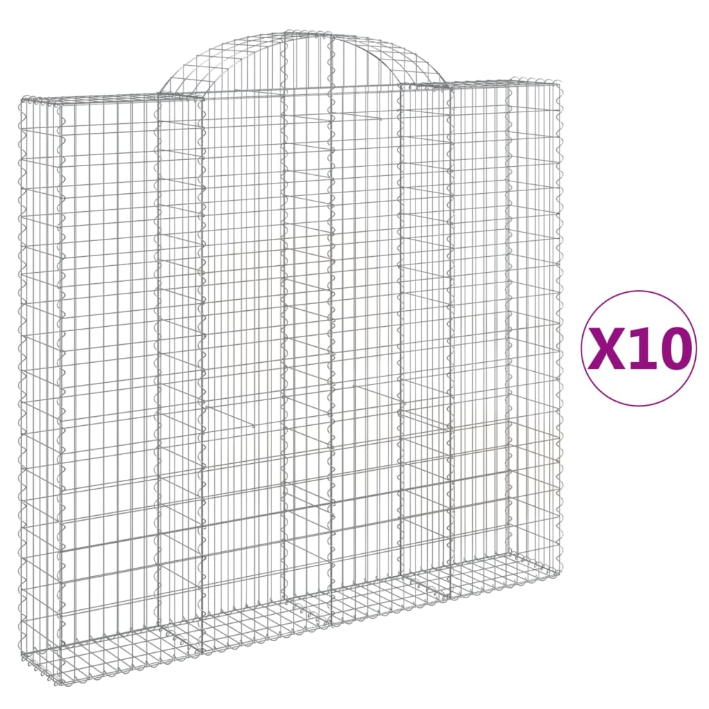 Paniers à gabions arqués 10 pcs 200x30x180/200 cm Fer galvanisé