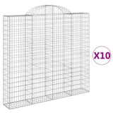 Paniers à gabions arqués 10 pcs 200x30x180/200 cm Fer galvanisé