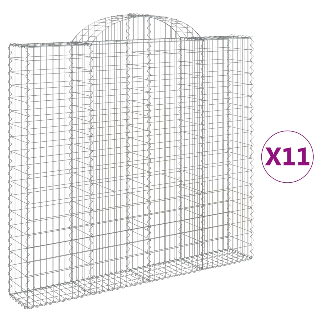 Arched Gabion Baskets 11 pcs 200x30x180/200 cm Galvanized Iron