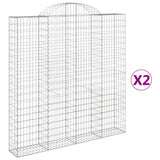 Paniers à gabions arqués 2 pcs 200x30x200/220 cm fer galvanisé