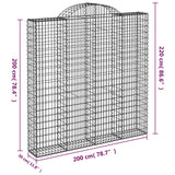 Paniers à gabions arqués 2 pcs 200x30x200/220 cm fer galvanisé