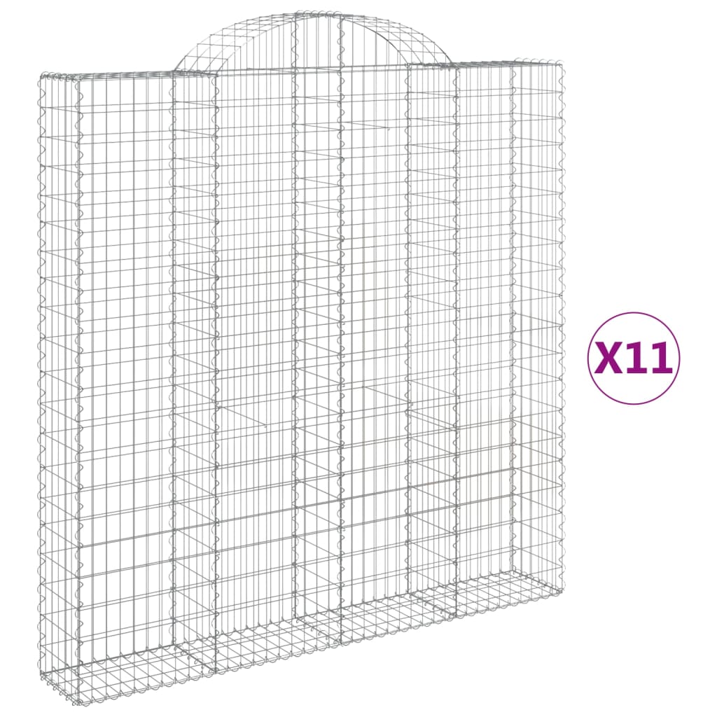 Arched Gabion Baskets 11 pcs 200x30x200/220 cm Galvanized Iron