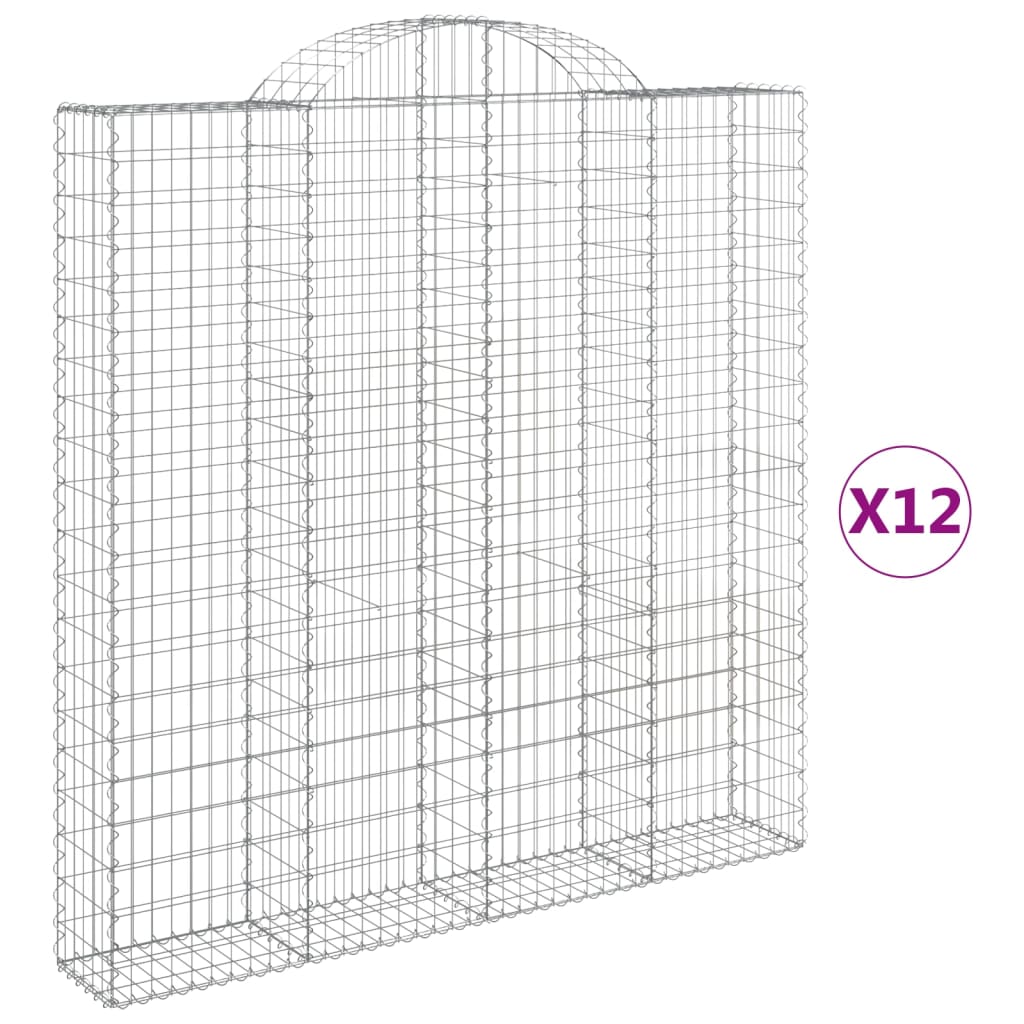 Arched Gabion Baskets 12 pcs 200x30x200/220 cm Galvanized Iron