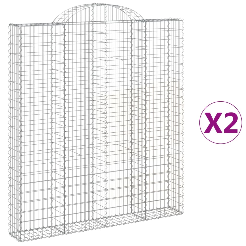 Paniers à gabions arqués 2 pcs 200x30x220/240 cm fer galvanisé