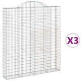 Paniers à gabions arqués 3 pcs 200x30x220/240 cm fer galvanisé