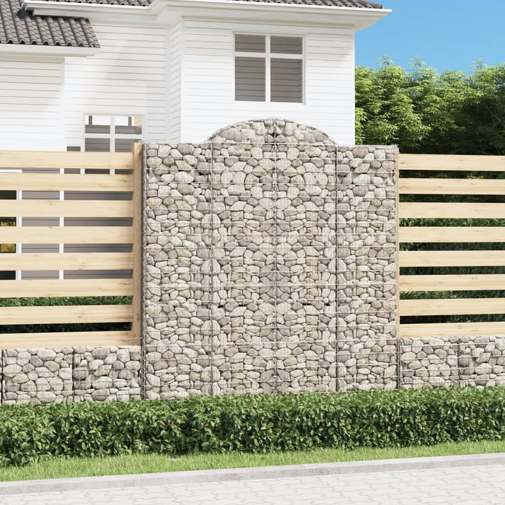 Paniers à gabions arqués 3 pcs 200x30x220/240 cm fer galvanisé