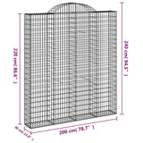 Paniers à gabions arqués 4 pcs 200x30x220/240 cm fer galvanisé