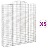 Paniers à gabions arqués 5 pcs 200x30x220/240 cm fer galvanisé