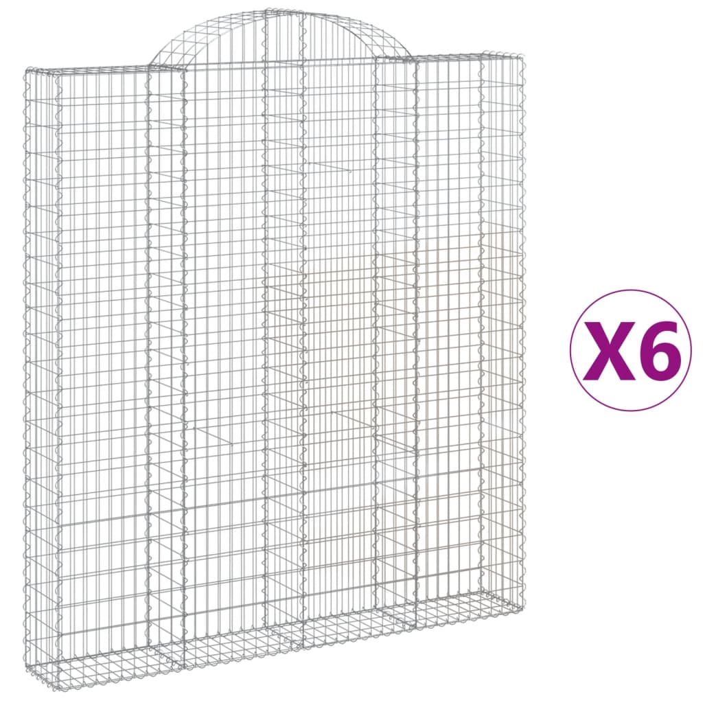 Paniers à gabions arqués 6 pcs 200x30x220/240 cm fer galvanisé