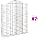 Paniers à gabions arqués 7 pcs 200x30x220/240 cm fer galvanisé