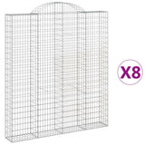 Paniers à gabions arqués 8 pcs 200x30x220/240 cm fer galvanisé