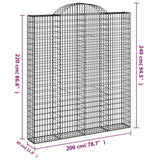 Paniers à gabions arqués 9 pcs 200x30x220/240 cm fer galvanisé