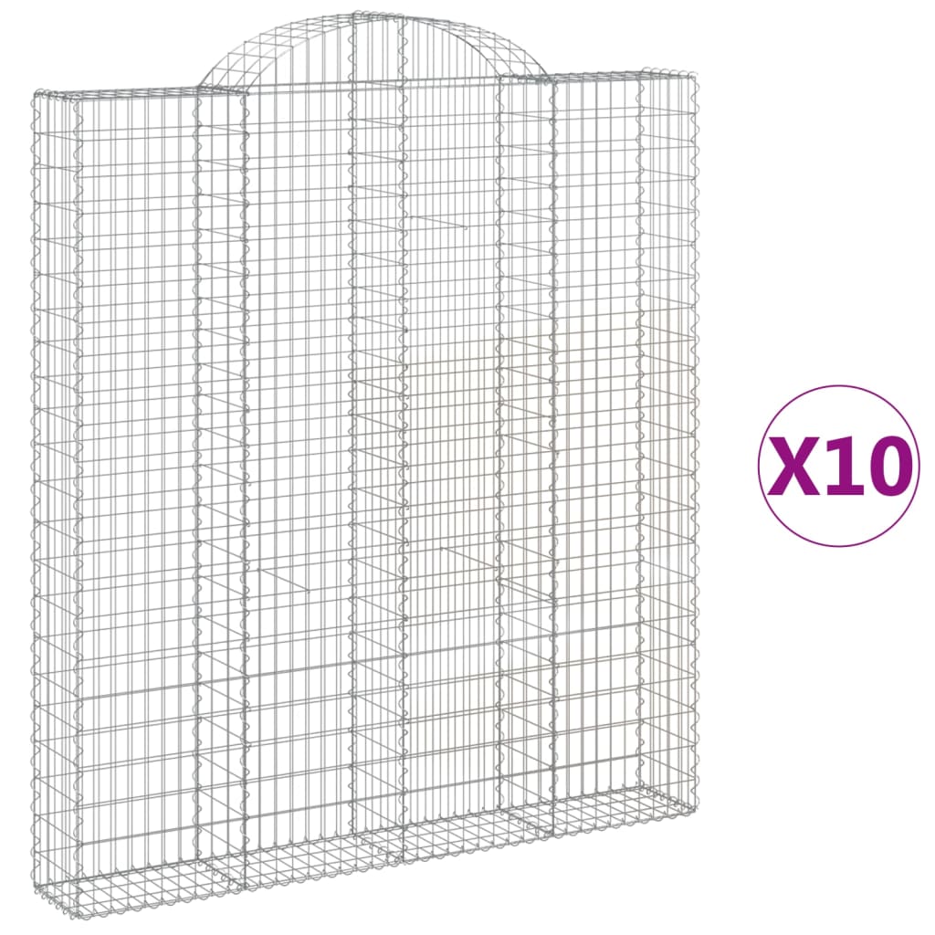 Paniers à gabions arqués 10 pcs 200x30x220/240 cm fer galvanisé