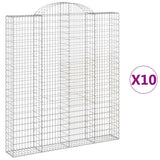 Paniers à gabions arqués 10 pcs 200x30x220/240 cm fer galvanisé