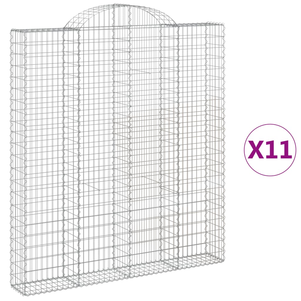 Arched Gabion Baskets 11 pcs 200x30x220/240 cm Galvanized Iron